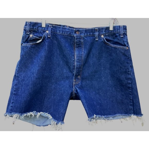 Levi Strauss Other - Levis 505 Cut Off Jeans Shorts Dark Wash Orange Label 46" Made in USA Jorts